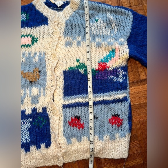 Vintage Grazia Hand Chunky Knit Wool Blend Sweater Cardigan - Picture 9 of 12